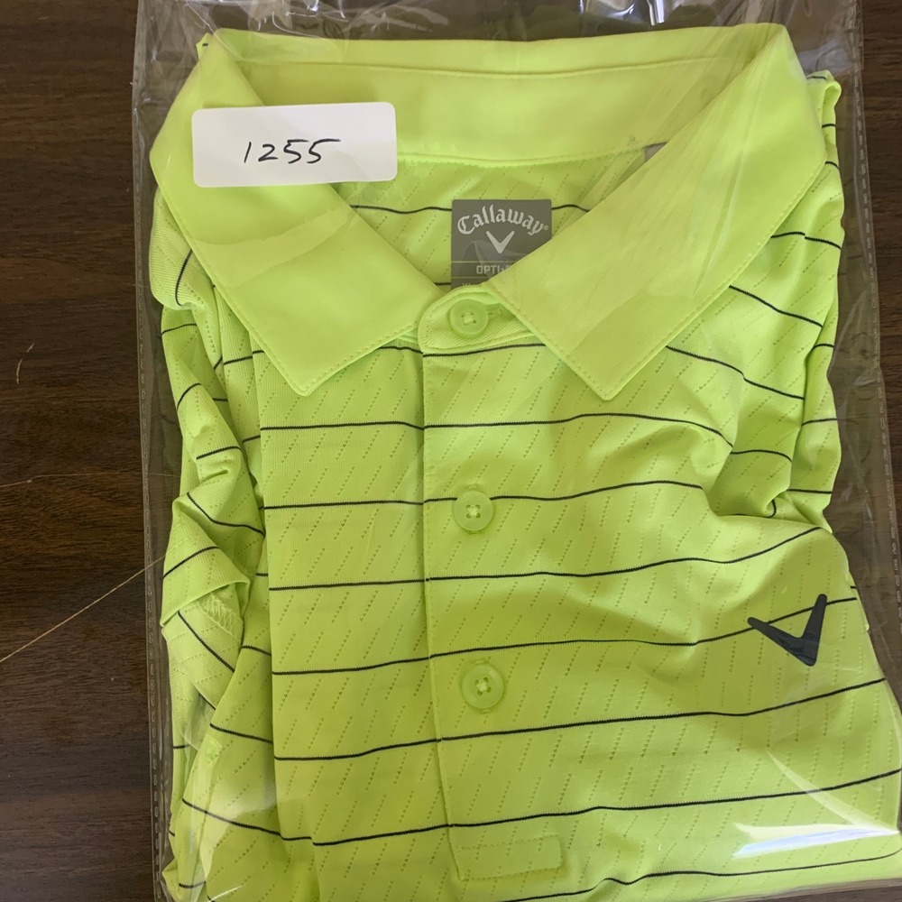 Callaway Opti-Dri Golf Polo Shirt Mens XL Neon Lime Green Black Striped SU26626 - Picture 8 of 8